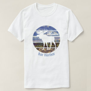 Maine Moose Custom Town Name Retro T-shirt
