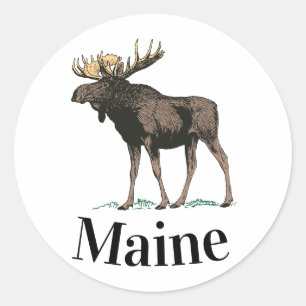 Maine Moose Ronde Sticker