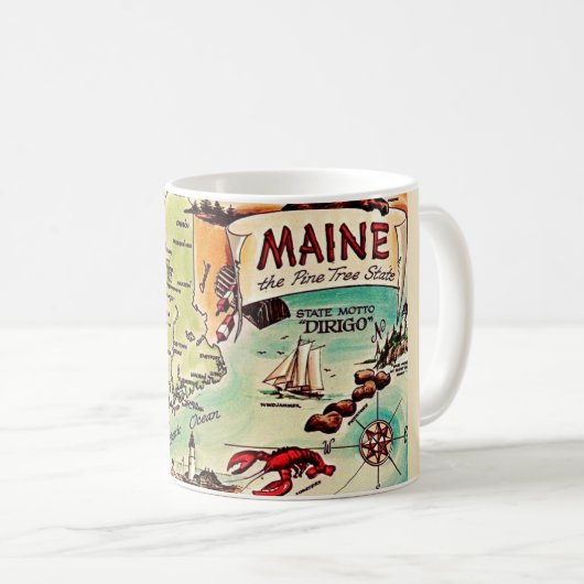 Maine - Mug de la carte postale du Pine Tree State (Devant droit)