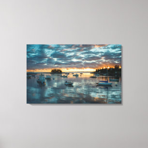 Maine, Newagen, zonsondergang haven 1 Canvas Afdruk
