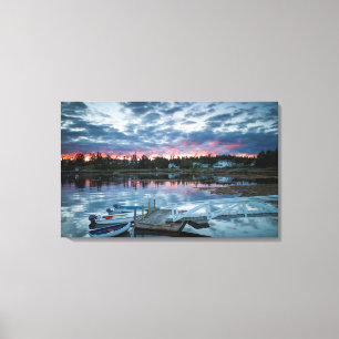 Maine, Newagen, zonsondergang haven 2 2 Canvas Afdruk