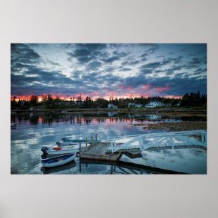 Maine, Newagen, zonsondergang haven 2 2 Poster