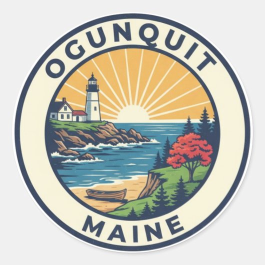 Maine Ogunquit Travel Ronde Sticker (Voorkant)