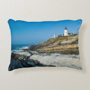 Maine, Pemaquid Point, Pemaquid Point Lighthouse Decoratief Kussen