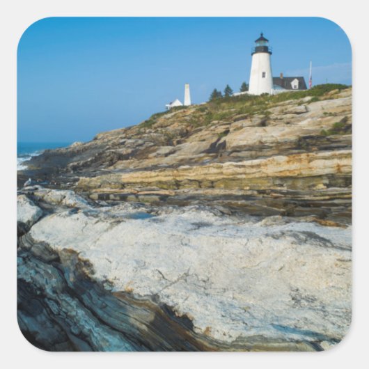Maine, Pemaquid Point, Pemaquid Point Lighthouse Vierkante Sticker (Voorkant)