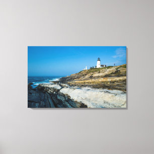 Maine, Pemaquid Point, Pemaquid Point vuurtoren Canvas Afdruk