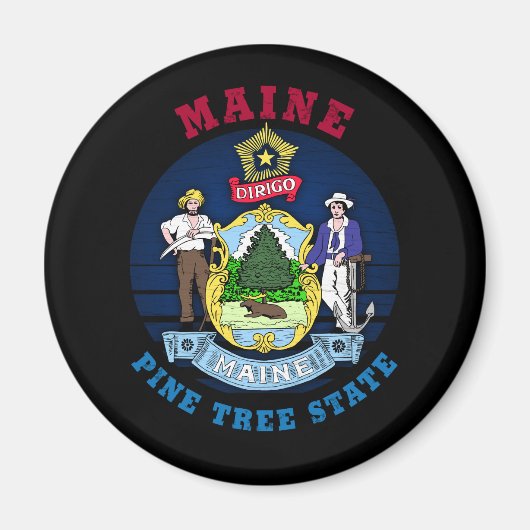 MAINE PINE TREE STATE FLAG MAGNEET (Voorkant)