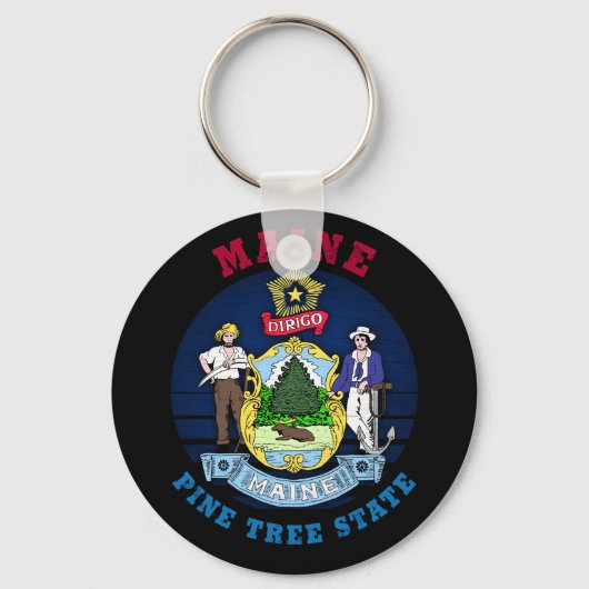MAINE PINE TREE STATE FLAG SLEUTELHANGER (Voorkant)