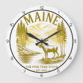Maine Pine Tree State Moose  Grote Klok (Voorkant)