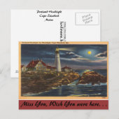 Maine, Portland Headlight, Cape Elisabeth Briefkaart (Voorkant / Achterkant)