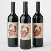 Maine Red Lobster Custom Wine Label Wijn Etiket (Flessen)