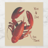 Maine Red Lobster Custom Wine Label Wijn Etiket (Enkel label)