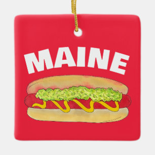 Maine Red Snapper Hotdog Portland ME Food Cookout Keramisch Ornament