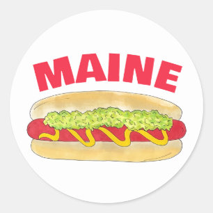 Maine Red Snapper Hotdog Portland ME Food Cookout Ronde Sticker