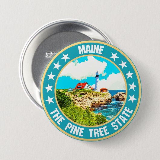 Maine Ronde Button 7,6 Cm (Voorkant /achterkant)