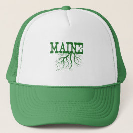 Maine Rooted Birth State Tree Roots Word Art Trucker Pet