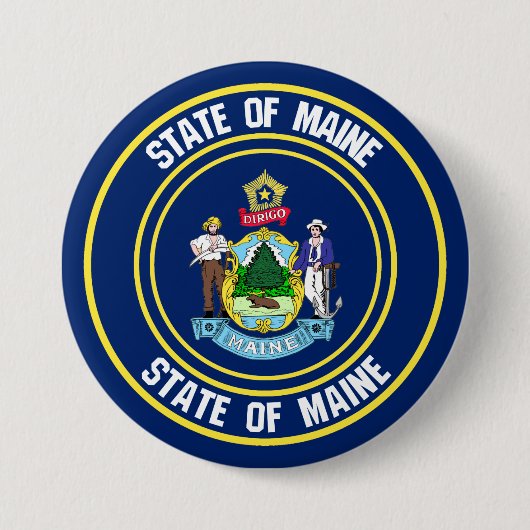 Maine Round Emblem Ronde Button 7,6 Cm (Voorkant)
