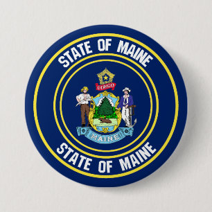 Maine Round Emblem Ronde Button 7,6 Cm