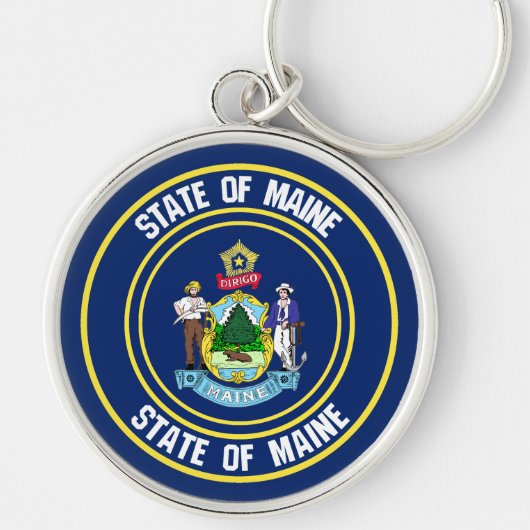 Maine Round Emblem Sleutelhanger (Voorkant)