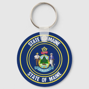 Maine Round Emblem Sleutelhanger