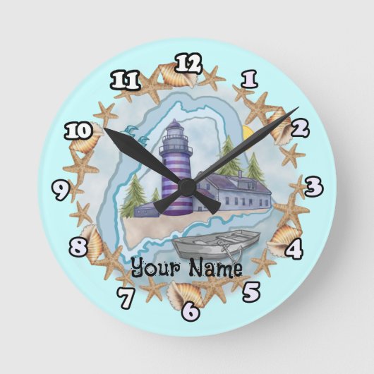 Maine Shells Vuurtorenklok Ronde Klok (Voorkant)
