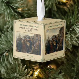 Maine Staatshood 1820 Geschiedenis Verzamelaar Kubus Ornament