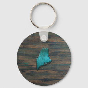 Maine Staatsvorm Teal Sleutelhanger