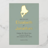 Maine State Destination Wedding Gold Folie Uitnodiging (Voorkant)