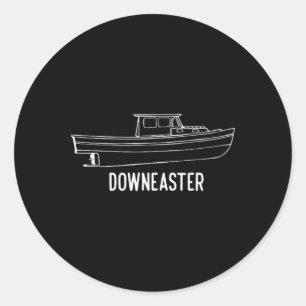 Maine State Downeaster Kreeftenvisserij Boot T-shi Ronde Sticker