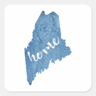 Maine State Home Houtnerf Vierkante Sticker