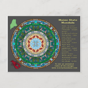 Maine State Mandala Postcard Briefkaart