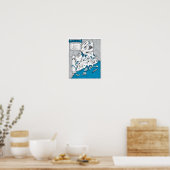 Maine State Map Beach Decor Print (Keuken)