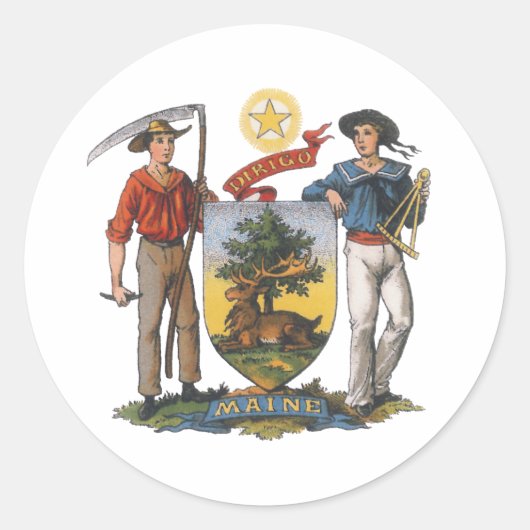 Maine State Seal Ronde Sticker (Voorkant)