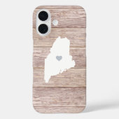 Maine State Silhouette Rustiek Hout Look Case-Mate iPhone Case (Achterkant)