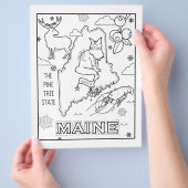 Maine State Vorm en feiten Kleurplaat Flyer (Hand)