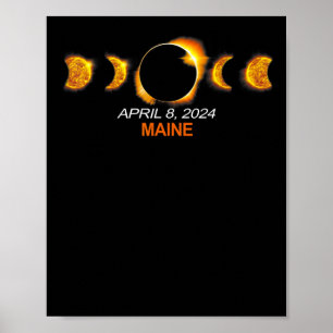Maine totale zonsverduistering april 8 2024 poster