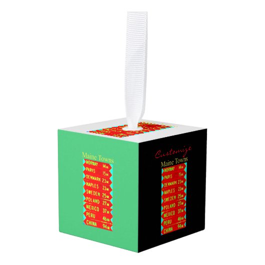 Maine Towns Sign Thunder_Cove Kubus Ornament (Voorkant hoekig)