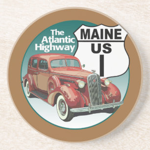 Maine US Route 1 - De Atlantische snelweg Zandsteen Onderzetter