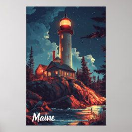 Maine USA  Illustratie Reizen Poster