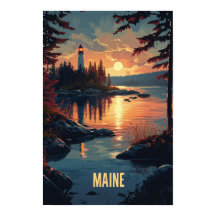 Maine USA Kunst Vintage Illustratie Reizen