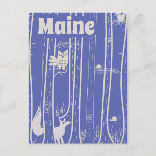 Maine USA woodland vintage poster Briefkaart