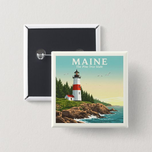 Maine Vierkante Button 5,1 Cm (Voorkant /achterkant)