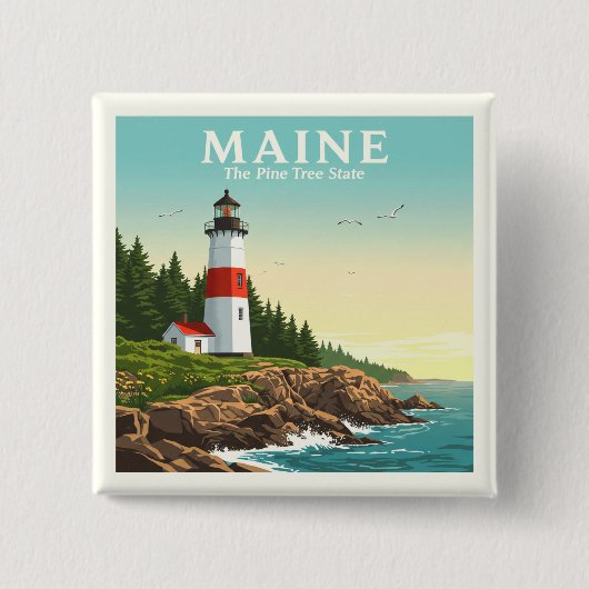 Maine Vierkante Button 5,1 Cm (Voorkant)