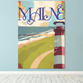 Maine Vintage Reisposter Canvas Afdruk (Insitu (Houten vloer))
