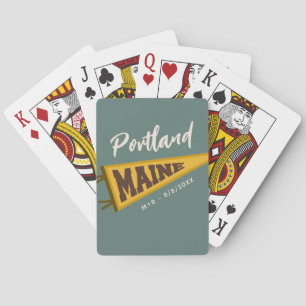 Maine, Vintage Retro Sportbanner, Aangepaste tekst Pokerkaarten