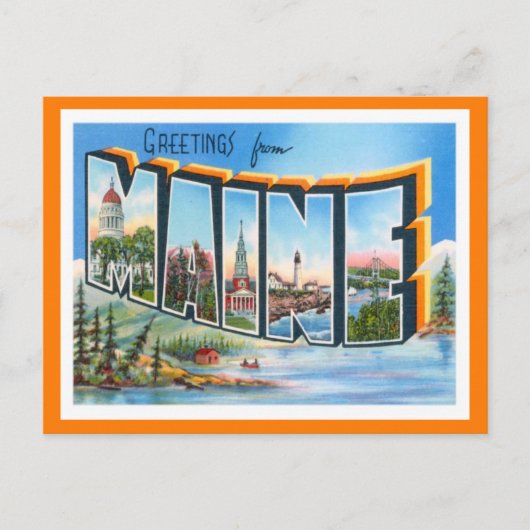 Maine Vintage Travel Briefkaart (Voorkant)