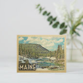 Maine Vintage Travel Snowy Winter Natuur Briefkaart (Staand voorkant)