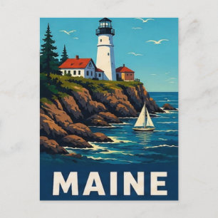 🌊 Maine Vuurtoren Haven Ontsnapping Briefkaart
