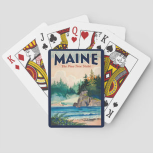 Maine Vuurtoren Schilderachtige Illustratie Reis K Pokerkaarten
