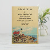 Maine Wedding Invitation Middeleeuwen Kaart (Staand voorkant)